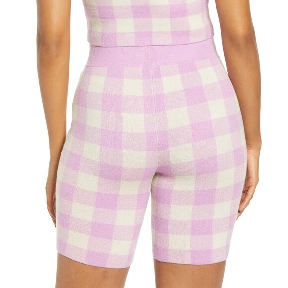 BP 2-Piece Check Crop Sweater Tank Top and Bike Shorts Purple Tulip Check - Picture 5 of 9